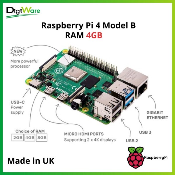 Jual Raspberry Pi 4 - RAM 4GB | DigiWare