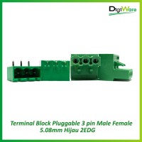 Terminal Block Pluggable 3 Pin Male Female 5.08mm Hijau 2EDG
