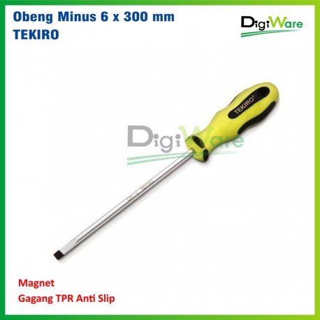Obeng Minus 6 x 300 mm MAGNET Gagang TPR Anti Slip TEKIRO