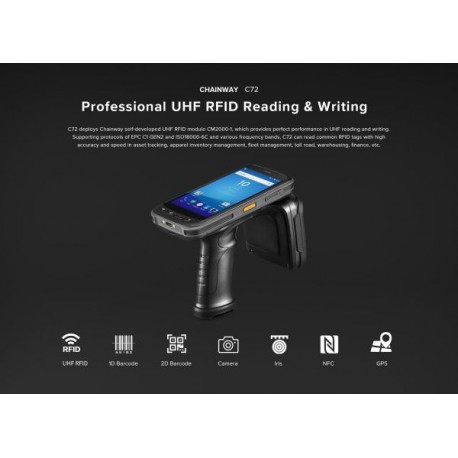 C72 Handheld UHF RFID Reader RAM 4GB ROM 64GB 2W Android 11