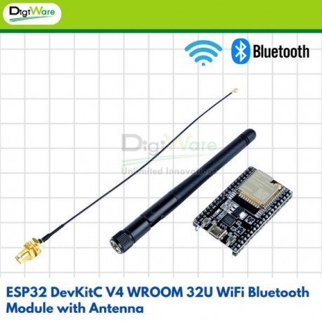 ESP32 DevKitC V4 WROOM 32U WiFi Bluetooth Module with Antenna