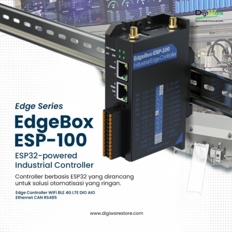 EdgeBox ESP100 Industrial Edge Controller WiFi BLE 4G LTE DIO AIO Ethernet CAN RS485