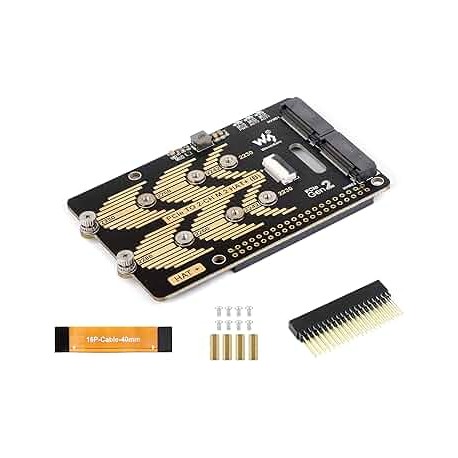 PCIe To 2-Ch NVMe Protocol M.2 SSD Adapter for Raspberry Pi 5, Compatible With 2280 / 2260 / 2242 / 2230 Size NVMe