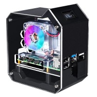 Mini Raspberry Pi Desktop NAS Support up to 2TB M.2 SATA SSD with ICE Tower Cooler and Oled Display for Raspberry Pi 4