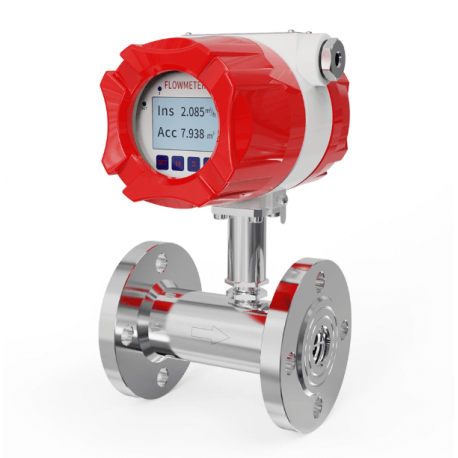 Turbine Flowmeter Stainless Steel 2 inch Flange LCD Pulse Output Accuracy 1% RS485 1.0MPa 2Cr13 Impeller IP68 24VDC