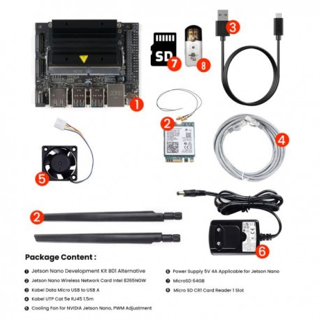 Jetson Nano Development Kit B01 Alternative with NIC, Antenna, Fan, Adaptor