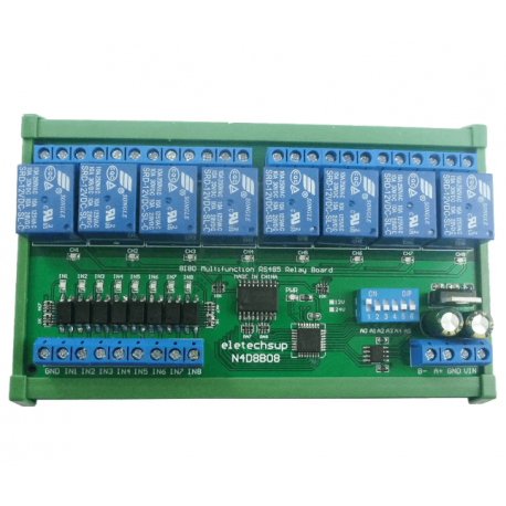 MODBUS RTU RS485 Relay Module DC 12V 8I8O with DIN Rail Box