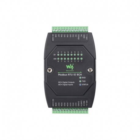 Industrial 8 Channel Digital Input Output Module DC 7-36V Wide Voltage Power Supply Modbus RTU Protocol