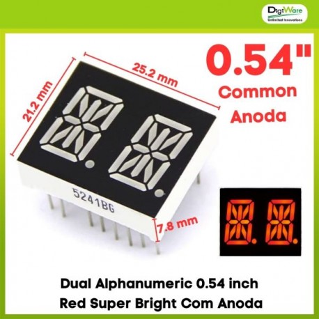 Dual Alphanumeric 0.54&quot Red Super Bright Com Anoda