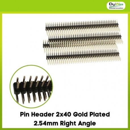 Pin Header 2x40 Gold Plated 2.54mm Right Angle