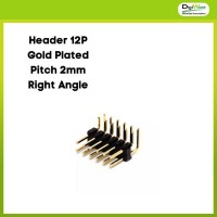 Pin Header 2x6 Gold Plated 2mm Right Angle