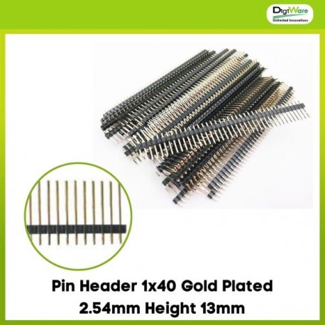Pin Header 1x40 Gold Plated 2.54mm Height 13mm