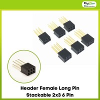 Header Female Long Pin Stackable 2x3 6 Pin