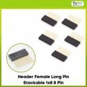 Header Female Long Pin Stackable 1x8 8 Pin