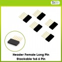 Header Female Long Pin Stackable 1x6 6 Pin