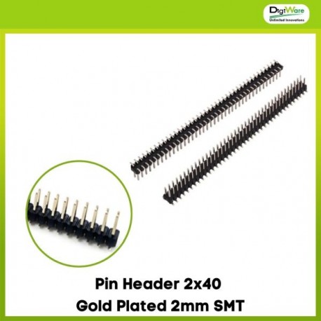Pin Header 2x40 Gold Plated 2mm SMT