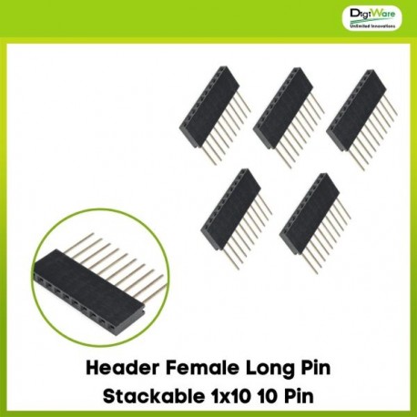 Header Female Long Pin Stackable 1x10 10 Pin