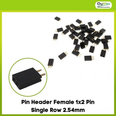 Pin Header Female 1x2 Pin Single Row 2.54mm