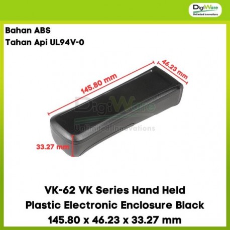 VK-62 VK Series Hand Held Plastic Electronic Enclosure Black 145.80 x 46.23 x 33.27 mm