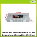 Project Box Enclosure Plastic D00413 Compartment Boxes 230x125x35mm