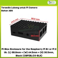 Pi-Blox Enclosure for the Raspberry Pi B+ or Pi 2 Uk. (L) 88.8mm (W) 64.5mm (H) 30.5mm, Black (CBPIBLOX-BLK)