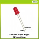 Led Red Super Bright Diffused 5mm