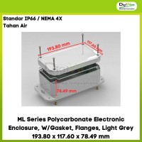 ML Series Polycarbonate Electronic Enclosure, W/Gasket, Flanges, Light Grey 193.80 x 117.60 x 78.49 mm
