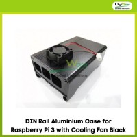 DIN Rail Aluminium Case for Raspberry Pi 3 with Cooling Fan Black