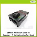 DIN Rail Aluminium Case for Raspberry Pi 3 with Cooling Fan Black