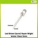 Led Green (pure) Super Bright Water Clear 5mm