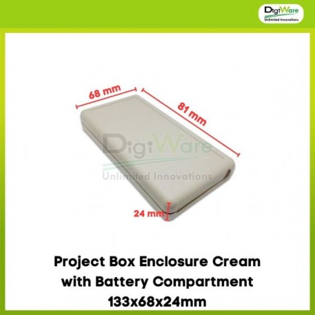 Project Box Enclosure Cream with Battery Compartment 133x68x24mm