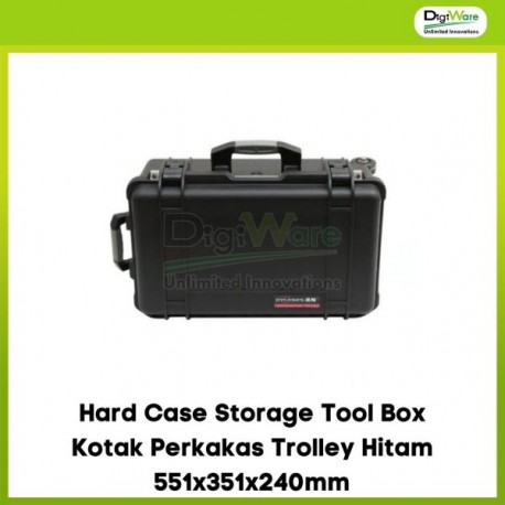 Hard Case Storage Tool Box Kotak Perkakas Trolley Hitam 551x351x240mm