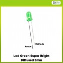 Led Green Super Bright Diffused 5mm
