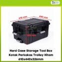 Hard Case Storage Tool Box Kotak Perkakas Trolley Hitam 610x440x326mm
