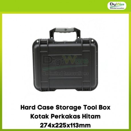 Hard Case Storage Tool Box Kotak Perkakas Hitam 274x225x113mm