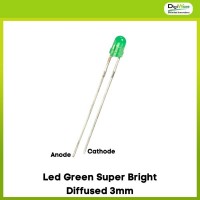 Led Green Super Bright Diffused 3mm