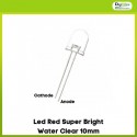 Led Red Super Bright Water Clear 10mm