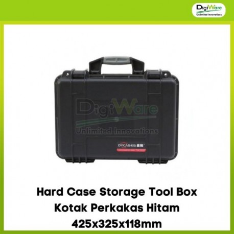 Hard Case Storage Tool Box Kotak Perkakas Hitam D4211 425x325x118mm