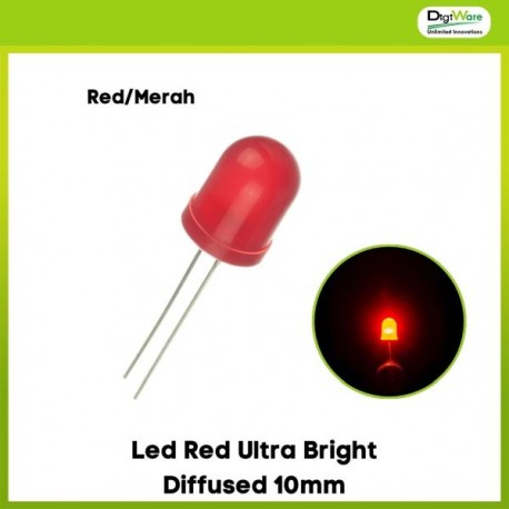 Led Red Ultra Bright Diffused 10mm