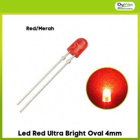 Led Red Ultra Bright Oval 4mm
