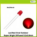 Led Red Oval Outdoor Super Bright Diffused 5.2x3.8mm