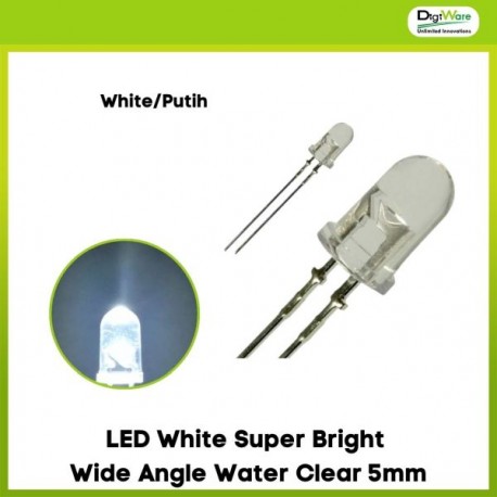 LED White Super Bright Wide Angle Water Clear 5mm
