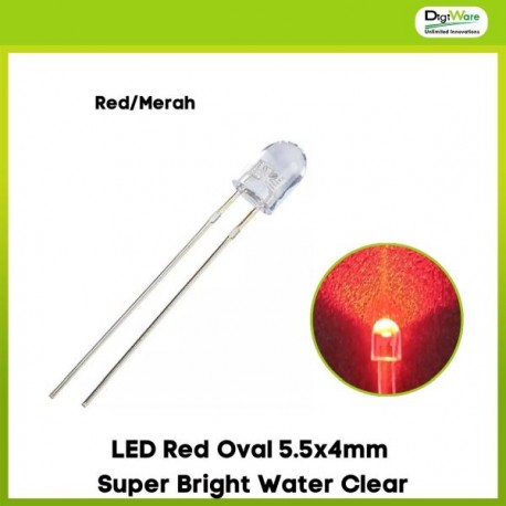 LED Red Oval 5.5x4mm Super Bright Water Clear