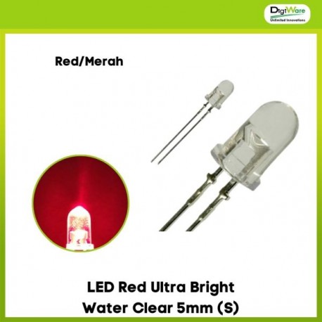 LED Red Ultra Bright Water Clear 5mm (S)
