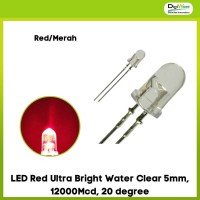 LED Red Ultra Bright Water Clear 5mm, 12000Mcd, 20 degree