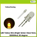 LED Yellow Ultra Bright Water Clear 5mm, 12000Mcd, 20 degree