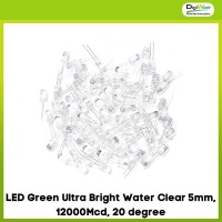 LED Green Ultra Bright Water Clear 5mm, 12000Mcd, 20 degree