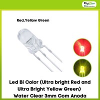 Led Bi Color (Ultra bright Red and Ultra Bright Yellow Green) Water Clear 3mm Com Anoda