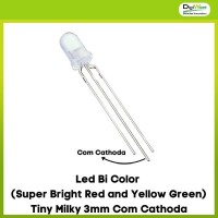 Led Bi Color (Super Bright Red and Yellow Green) Tiny Milky 3mm Com Cathoda