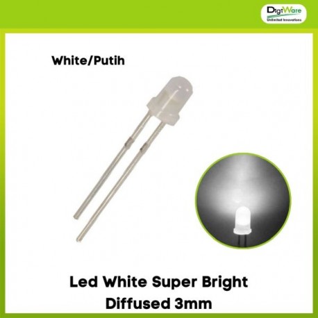 Led white super bright diffused 3mm
